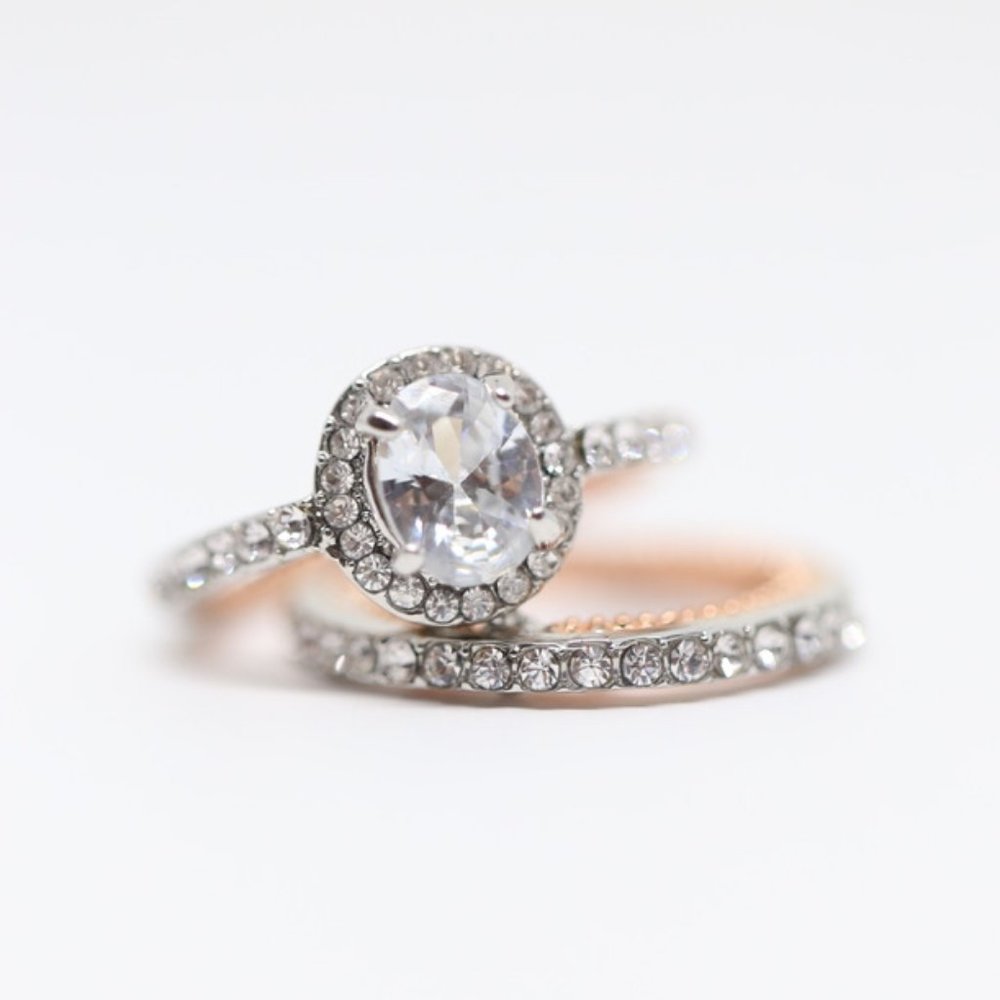 14k Gold Dipped Two Tone Topaz Oval Ring - Picture 2 of 10